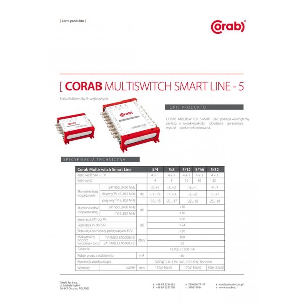 MULTISWITCH SMART LINE 5/8 CORAB - obrazek 2
